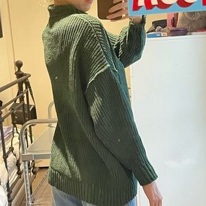 Dark green turtle neck knit sweater